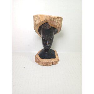 Vintage African Makonde Woman Hand Carved Ebony Wood Statue